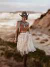 Festival Fringe Crop Top, Crocheted Fringe Western Top, Bohemian Festival Outfit Top, Brown Tassel Top, Western Fringe Crop Top