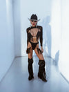 Chaps Fringe Cowgirl Festival Bikini Set, Fringe Diamond Western Outfit Set, Velvet Western Glam Set, Tassel Bikini Set, Space Cowboy Outfit