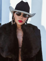 Black Rhinestone Diamond Cowboy Hat, Western Glam Cowboy Hat, Pearl Embellished Festival Hat, Bling Shiny Cowgirl Hat, Bachelorette Hat