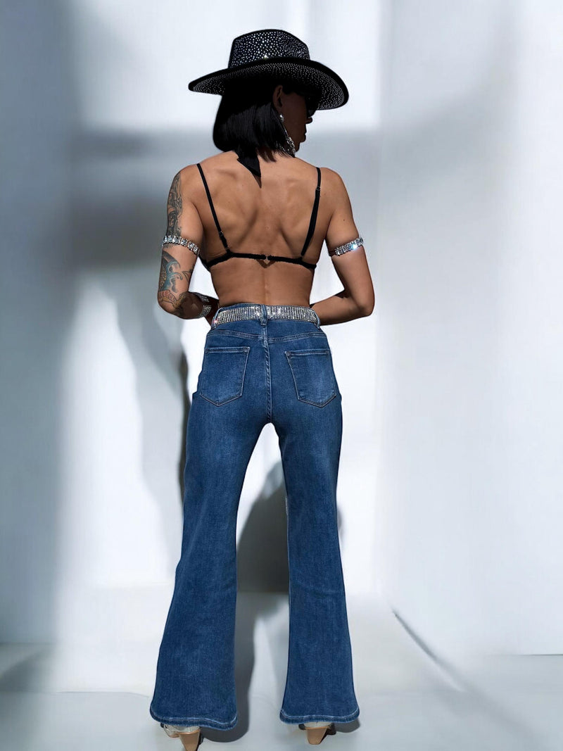 Diamond Fringe Western Flare Jeans, Festival Cowgirl Fringe Denim Pants, Cowboy Flare Fringe Jeans, Disco Rave Fringe Pants