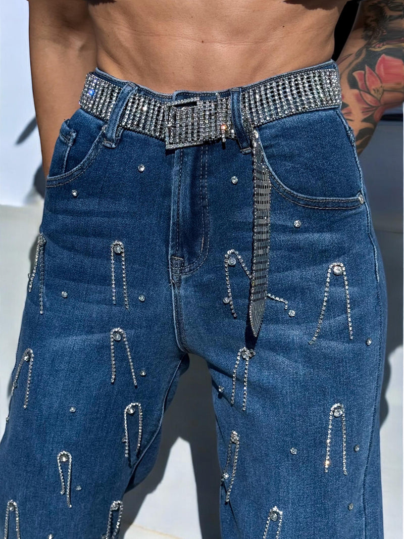 Diamond Fringe Western Flare Jeans, Festival Cowgirl Fringe Denim Pants, Cowboy Flare Fringe Jeans, Disco Rave Fringe Pants