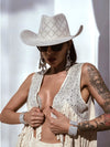 Rhinestone Diamond Beige Cowboy Hat, Western Glam Cowboy Hat, Diamond Embellished Festival Hat, Bling Shiny Cowgirl Hat, Bachelorette Hat