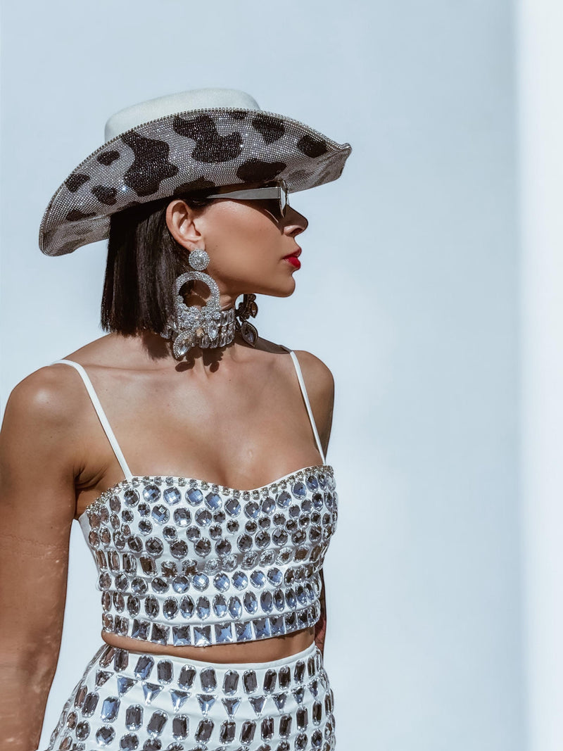 Rhinestone Cow Diamond Cowboy Hat, Western Glam Cowboy Hat, Diamond Embellished Festival Hat,Shiny Cowgirl Hat, Diamond Bachelorette Hat