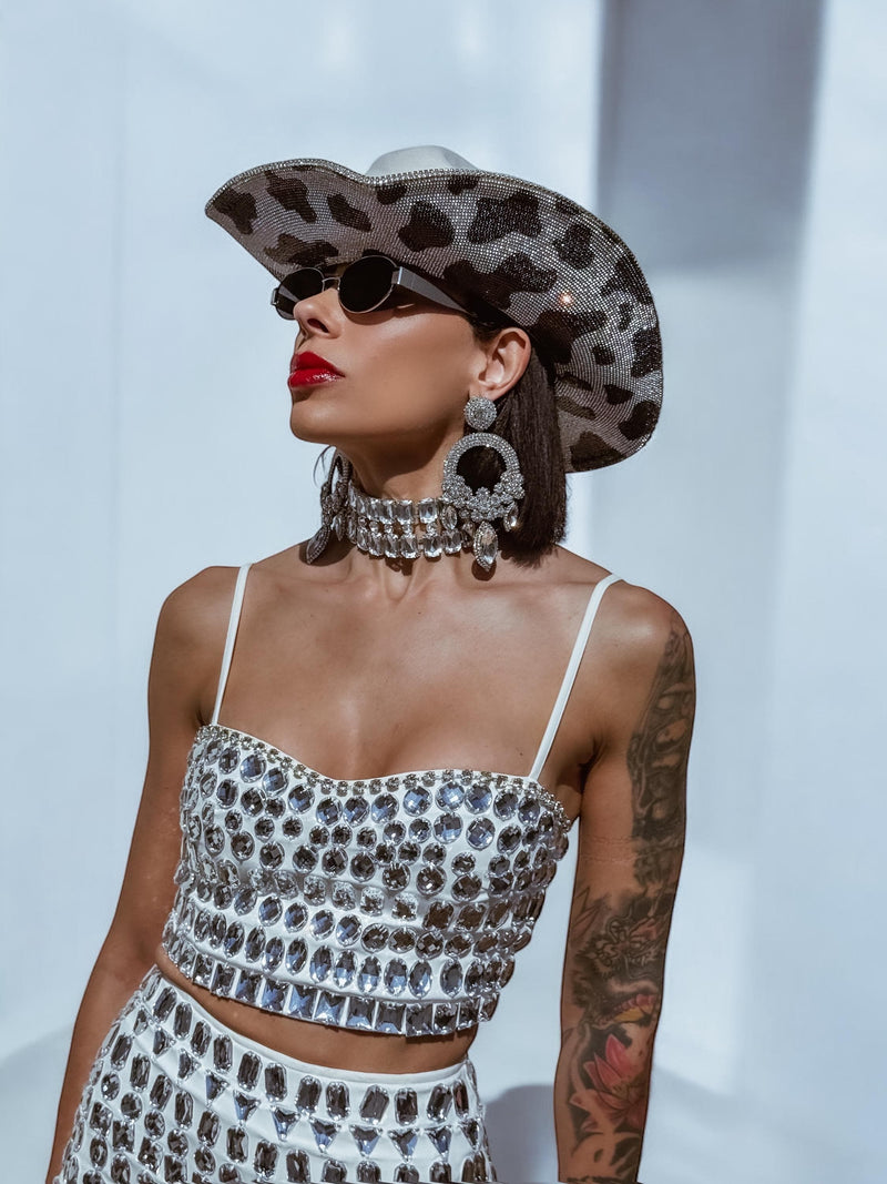 Rhinestone Cow Diamond Cowboy Hat, Western Glam Cowboy Hat, Diamond Embellished Festival Hat,Shiny Cowgirl Hat, Diamond Bachelorette Hat