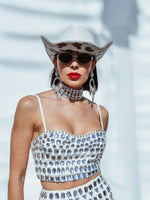 Rhinestone Cow Diamond Cowboy Hat, Western Glam Cowboy Hat, Diamond Embellished Festival Hat,Shiny Cowgirl Hat, Diamond Bachelorette Hat