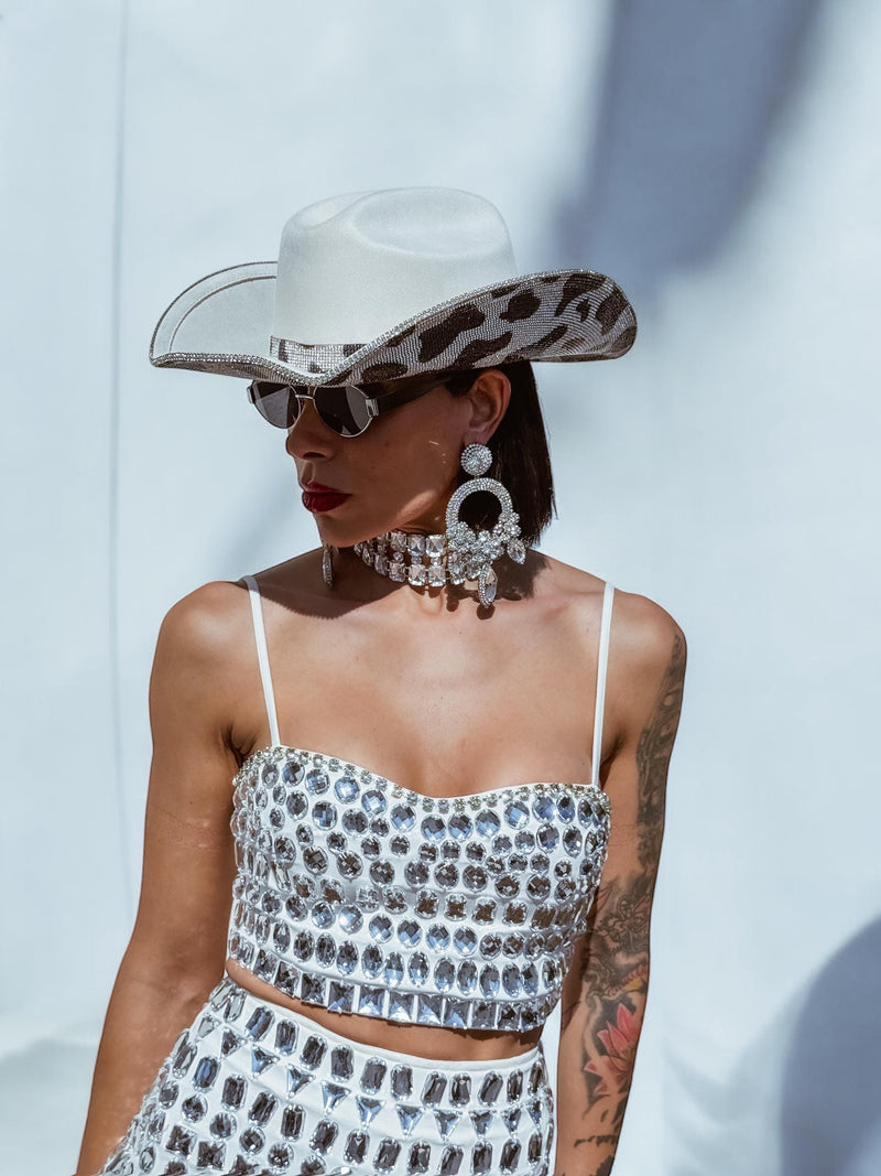 Rhinestone Cow Diamond Cowboy Hat, Western Glam Cowboy Hat, Diamond Embellished Festival Hat,Shiny Cowgirl Hat, Diamond Bachelorette Hat