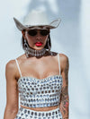 Rhinestone Cow Diamond Cowboy Hat, Western Glam Cowboy Hat, Diamond Embellished Festival Hat,Shiny Cowgirl Hat, Diamond Bachelorette Hat