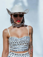 Rhinestone Cow Diamond Cowboy Hat, Western Glam Cowboy Hat, Diamond Embellished Festival Hat,Shiny Cowgirl Hat, Diamond Bachelorette Hat