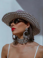 Pink Rhinestone Diamond Cowboy Hat, Western Glam Cowboy Hat, Pearl Embellished Festival Hat, Bling Shiny Cowgirl Hat, Pink Bachelorette Hat