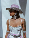 Pink Rhinestone Diamond Cowboy Hat, Western Glam Cowboy Hat, Pearl Embellished Festival Hat, Bling Shiny Cowgirl Hat, Pink Bachelorette Hat