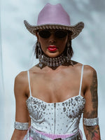 Pink Rhinestone Diamond Cowboy Hat, Western Glam Cowboy Hat, Pearl Embellished Festival Hat, Bling Shiny Cowgirl Hat, Pink Bachelorette Hat