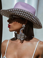 Pink Rhinestone Diamond Cowboy Hat, Western Glam Cowboy Hat, Pearl Embellished Festival Hat, Bling Shiny Cowgirl Hat, Pink Bachelorette Hat