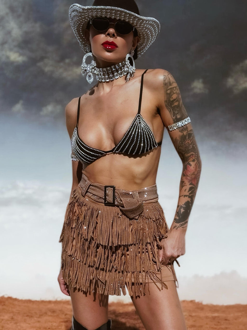 Rhinestone Fringe Western Festival Skorts, Fringe Cowgirl Skorts, Cowboy Tassel Skorts, Western Cowboy Costume Skorts, Western Glam Skort
