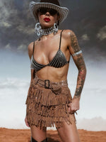 Rhinestone Fringe Western Festival Skorts, Fringe Cowgirl Skorts, Cowboy Tassel Skorts, Western Cowboy Costume Skorts, Western Glam Skort