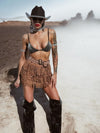 Rhinestone Fringe Western Festival Skorts, Fringe Cowgirl Skorts, Cowboy Tassel Skorts, Western Cowboy Costume Skorts, Western Glam Skort