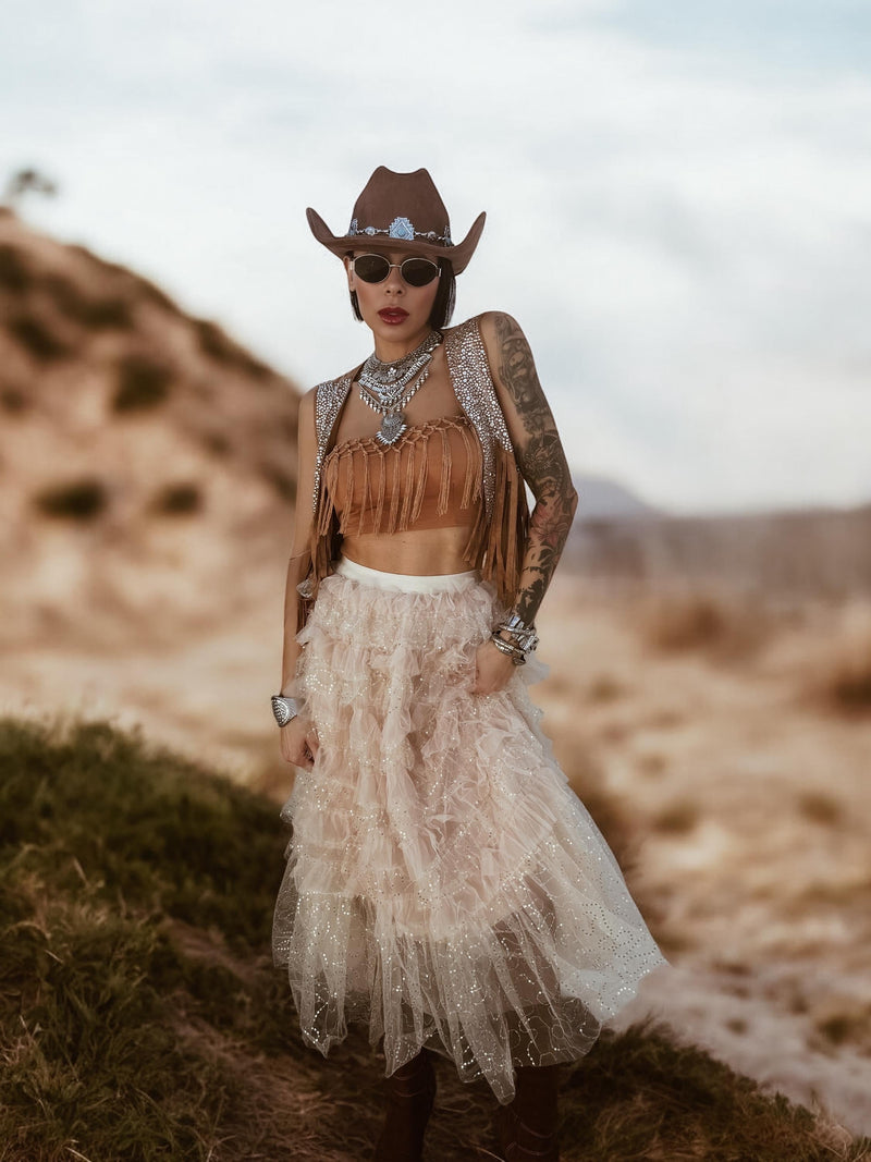 Gold Sequin Tulle Tutu Skirt, Western Festival Tutu Skirt, Cowgirl Outfit Skirt, Gold Ballerina Tutu, Dancing Costume Hippie Gypsy Skirt