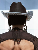 Black Rhinestone Diamond Cowboy Hat, Western Glam Cowboy Hat, Pearl Embellished Festival Hat, Bling Shiny Cowgirl Hat, Bachelorette Hat
