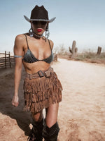 Rhinestone Fringe Western Festival Skorts, Fringe Cowgirl Skorts, Cowboy Tassel Skorts, Western Cowboy Costume Skorts, Western Glam Skort