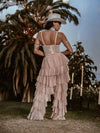 Nude Bridal Tulle Pants, Layered Tutu Pants, Fringe Festival Cowgirl Pants, Country Rave Western Hippie70 Costume Pants, Ruffle Pants