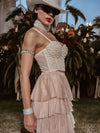 Nude Pearl Embellished Western Bustier Top, Concert Cowgirl Outfit Top, Diamond Corset, Bachelorette Party Outfit, Space Cowboy Costume Top