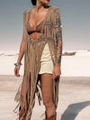 Brown Fringe Macrame Vest, Cowgirl Fringe Jacket, Western Fringe Vest, Country Girl Cowgirl Vest, Barn Wedding Bridal Outfit