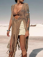 Brown Fringe Macrame Vest, Cowgirl Fringe Jacket, Western Fringe Vest, Country Girl Cowgirl Vest, Barn Wedding Bridal Outfit