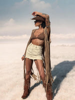 Brown Fringe Macrame Vest, Cowgirl Fringe Jacket, Western Fringe Vest, Country Girl Cowgirl Vest, Barn Wedding Bridal Outfit