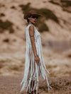 White Fringe Macrame Vest, Cowgirl Bridal Fringe Jacket, Western Fringe Vest, Country Girl Cowgirl Vest, Barn Wedding Bridal Outfit