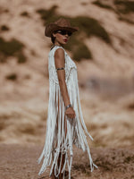 White Fringe Macrame Vest, Cowgirl Bridal Fringe Jacket, Western Fringe Vest, Country Girl Cowgirl Vest, Barn Wedding Bridal Outfit