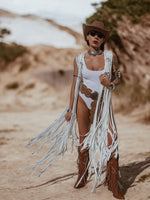 White Fringe Macrame Vest, Cowgirl Bridal Fringe Jacket, Western Fringe Vest, Country Girl Cowgirl Vest, Barn Wedding Bridal Outfit