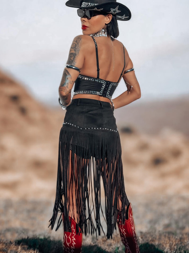Silver Studded Western Bustier Top, Cowgirl Outfit Festival Top, Bachelorette Party Fit, Space Cowboy Costume Western Glam Top