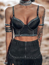 Silver Studded Western Bustier Top, Cowgirl Outfit Festival Top, Bachelorette Party Fit, Space Cowboy Costume Western Glam Top