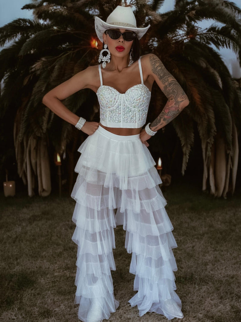 White Diamond Western Corset, White Cowgirl Bustier Top, Diamond Bachelorette Party Outfit, Space Cowboy Costume, White Bridal Top