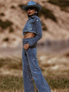 Western Glam Denim Rhinestone Cowgirl Pants and Jacket Set, Diamond Top and Pants Set, Bachelorette Outfit, Bling Cowboy Outfit