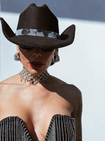 Black Rhinestone Cow Diamond Cowboy Hat, Western Glam Cowboy Hat,Diamond Embellished Festival Hat,Shiny Cowgirl Hat,Diamond Bachelorette Hat