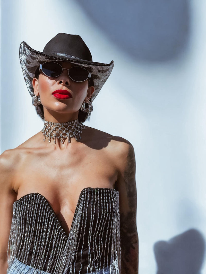 Black Rhinestone Cow Diamond Cowboy Hat, Western Glam Cowboy Hat,Diamond Embellished Festival Hat,Shiny Cowgirl Hat,Diamond Bachelorette Hat
