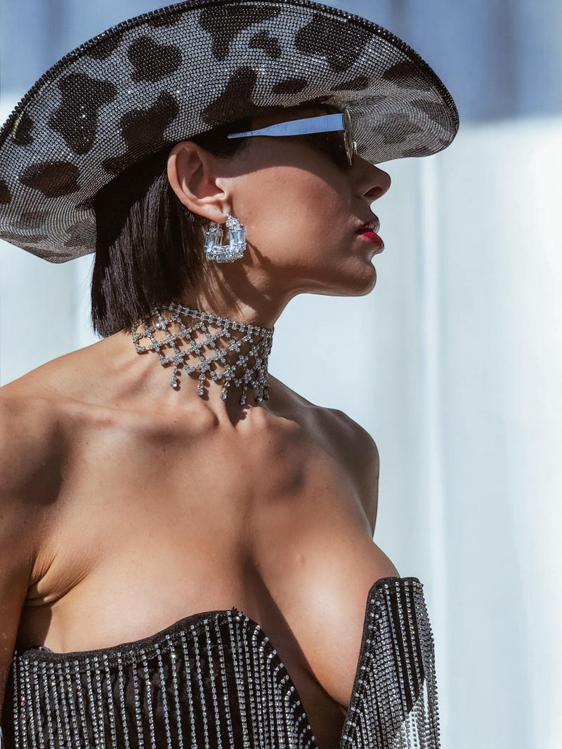 Black Rhinestone Cow Diamond Cowboy Hat, Western Glam Cowboy Hat,Diamond Embellished Festival Hat,Shiny Cowgirl Hat,Diamond Bachelorette Hat