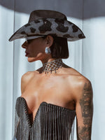 Black Rhinestone Cow Diamond Cowboy Hat, Western Glam Cowboy Hat,Diamond Embellished Festival Hat,Shiny Cowgirl Hat,Diamond Bachelorette Hat