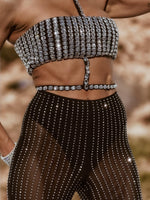 Black Western Glam Top, Rhinestone Festival Choker Top, Black Silver Cowgirl Outfit Top, Disco Bachelorette Party Outfit Space Cowboy