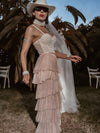 Nude Bridal Tulle Pants, Layered Tutu Pants, Fringe Festival Cowgirl Pants, Country Rave Western Hippie70 Costume Pants, Ruffle Pants