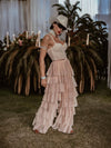 Nude Bridal Tulle Pants, Layered Tutu Pants, Fringe Festival Cowgirl Pants, Country Rave Western Hippie70 Costume Pants, Ruffle Pants