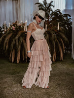 Nude Bridal Tulle Pants, Layered Tutu Pants, Fringe Festival Cowgirl Pants, Country Rave Western Hippie70 Costume Pants, Ruffle Pants