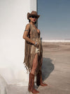 Brown Fringe Macrame Vest, Cowgirl Fringe Jacket, Western Fringe Vest, Country Girl Cowgirl Vest, Barn Wedding Bridal Outfit