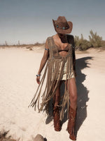 Brown Fringe Macrame Vest, Cowgirl Fringe Jacket, Western Fringe Vest, Country Girl Cowgirl Vest, Barn Wedding Bridal Outfit