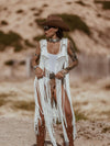 White Fringe Macrame Vest, Cowgirl Bridal Fringe Jacket, Western Fringe Vest, Country Girl Cowgirl Vest, Barn Wedding Bridal Outfit