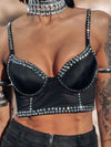Silver Studded Western Bustier Top, Cowgirl Outfit Festival Top, Bachelorette Party Fit, Space Cowboy Costume Western Glam Top