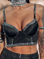 Silver Studded Western Bustier Top, Cowgirl Outfit Festival Top, Bachelorette Party Fit, Space Cowboy Costume Western Glam Top