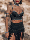 Silver Studded Western Bustier Top, Cowgirl Outfit Festival Top, Bachelorette Party Fit, Space Cowboy Costume Western Glam Top