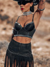 Silver Studded Western Bustier Top, Cowgirl Outfit Festival Top, Bachelorette Party Fit, Space Cowboy Costume Western Glam Top