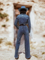Western Glam Denim Rhinestone Cowgirl Pants and Jacket Set, Diamond Top and Pants Set, Bachelorette Outfit, Bling Cowboy Outfit